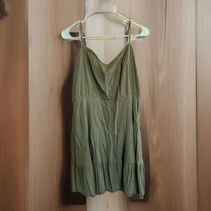 Old Navy Womens Ruffle Hem Babydoll Dress Large Green‎ Forest Fairy Y2K Earthy